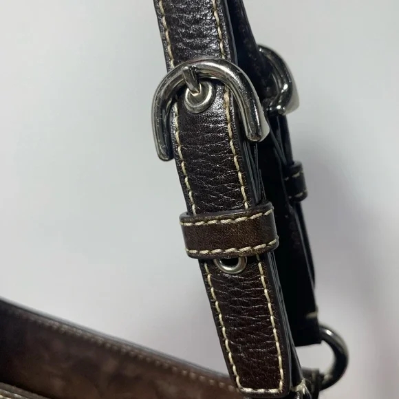 COACH Chocolate Signature Shoulder Bag Suede Logo Y2K F14000 - Picture 8 of 13